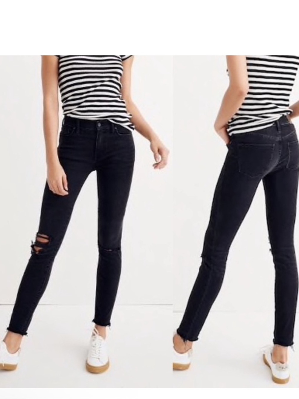 Madewell high riser skinny jean distressed size 28 black wash